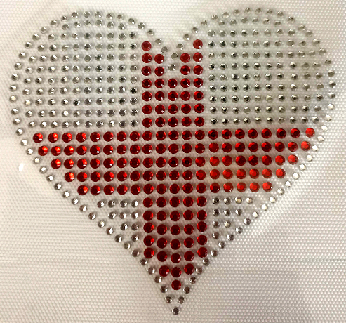 England heart flag in red and clear rhinestones - pack of 5