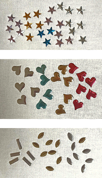 Rhinestud and nailhead hearts, stars and shapes