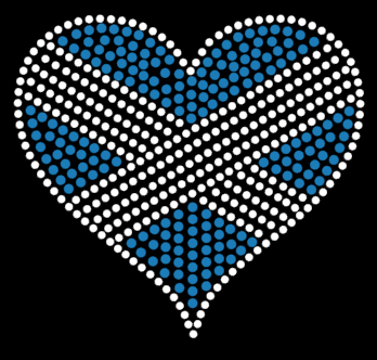 Scotland heart flag in blue and silver rhinestones - pack of 5