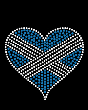 Scotland heart flag in blue and silver rhinestuds - pack of 5