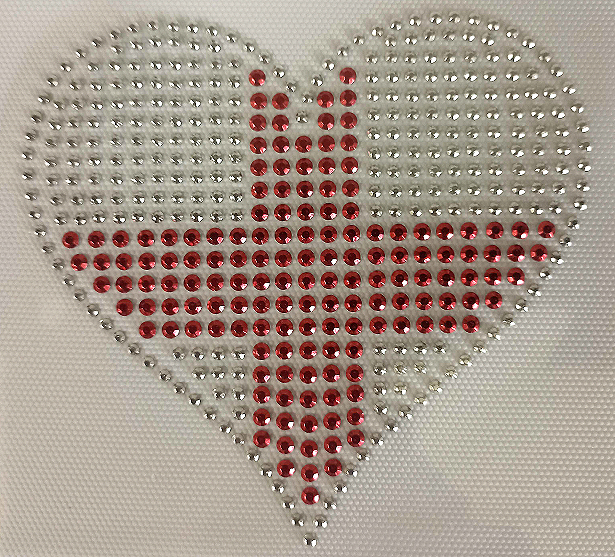 England flag heart in red and silver rhinestuds - pack of 5