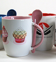 Two tone mug with matching spoon